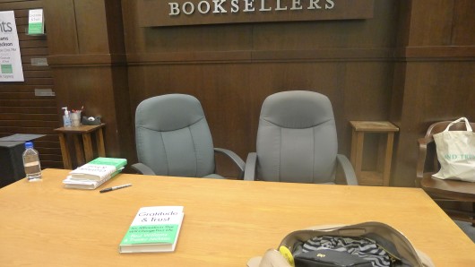 I so dropped the ball on the Barnes and Noble photos this is what I have - our empty chairs after everyone left.